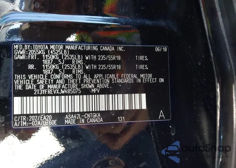 2018 Toyota Rav4 Limited из США, поврежденный, VIN 2T3YFREVXJW485075